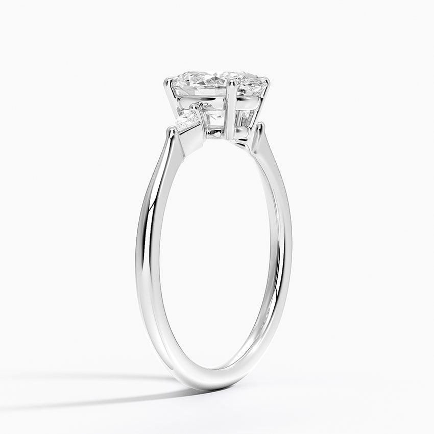 Petite Cometa Three Stone Diamond Ring Platinum Oval Engagement Ring