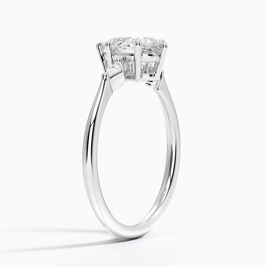 Petite Cometa Three Stone Diamond Ring Platinum Pear Engagement Ring