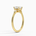 Petite Cometa Three Stone Diamond Ring Yellow Gold 18k Princess Engagement Ring