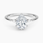 Petite Cometa Three Stone Diamond Ring Platinum Pear Engagement Ring