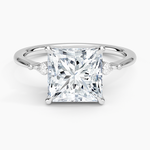 Petite Cometa Three Stone Diamond Ring Platinum Princess Engagement Ring