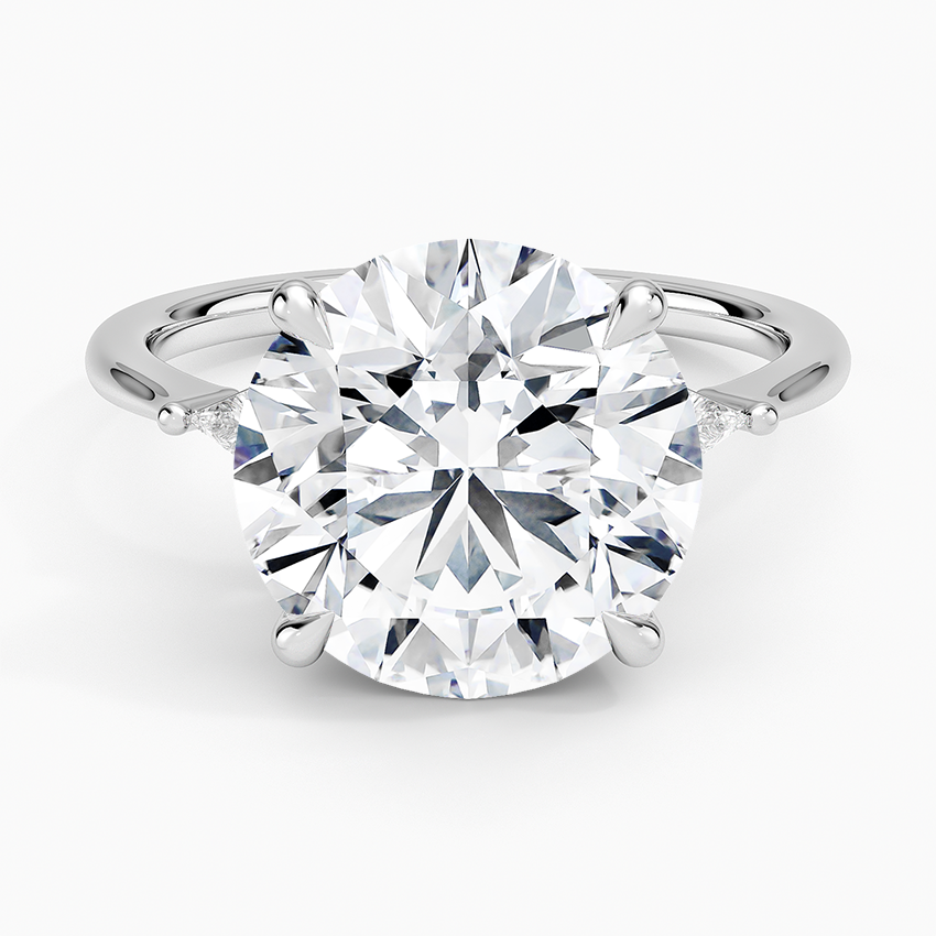 Petite Cometa Three Stone Diamond Ring Platinum Round Engagement Ring