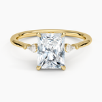 Petite Cometa Three Stone Diamond Ring Yellow Gold 18k Radiant Engagement Ring