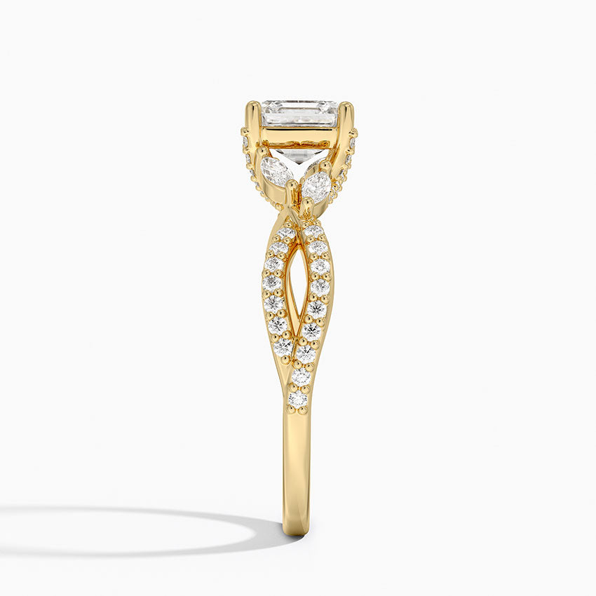 Adorned Luxe Willow Diamond Ring (1/3 ct. tw.) Yellow Gold 18k Asscher Engagement Ring