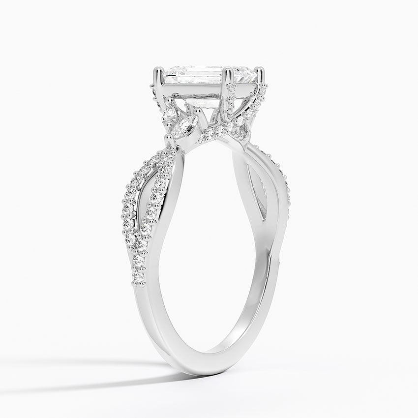 Adorned Luxe Willow Diamond Ring (1/3 ct. tw.) Platinum Emerald Engagement Ring