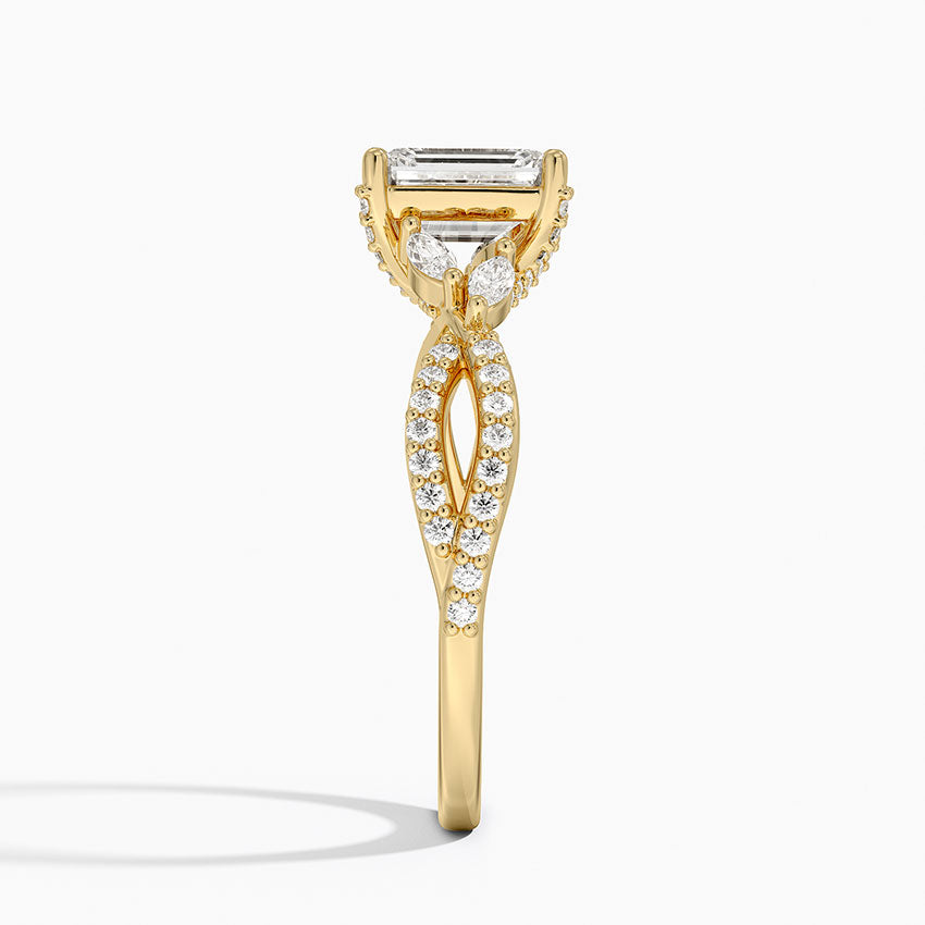 Adorned Luxe Willow Diamond Ring (1/3 ct. tw.) Yellow Gold 18k Emerald Engagement Ring