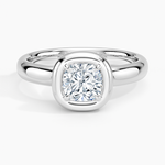 Andrea Bezel Prong Ring Platinum Cushion Engagement Ring