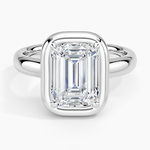Andrea Bezel Prong Ring Platinum Emerald Engagement Ring