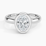 Andrea Bezel Prong Ring Platinum Oval Engagement Ring
