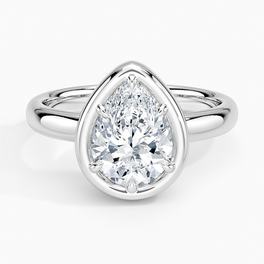 Andrea Bezel Prong Ring Platinum Pear Engagement Ring