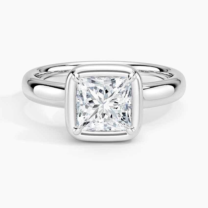 Andrea Bezel Prong Ring Platinum Princess Engagement Ring