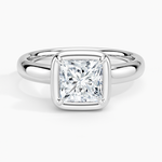 Andrea Bezel Prong Ring Platinum Princess Engagement Ring