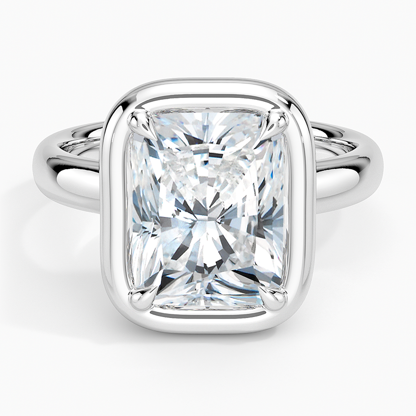 Andrea Bezel Prong Ring Platinum Radiant Engagement Ring