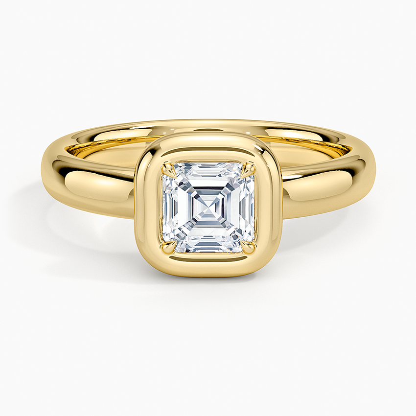 Andrea Bezel Prong Ring Yellow Gold 18k Asscher Engagement Ring