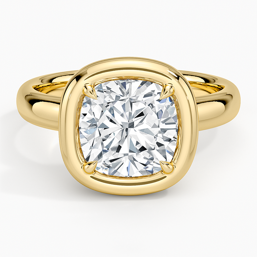 Andrea Bezel Prong Ring Yellow Gold 18k Cushion Engagement Ring