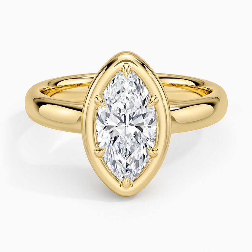 Andrea Bezel Prong Ring Yellow Gold 18k Marquise Engagement Ring