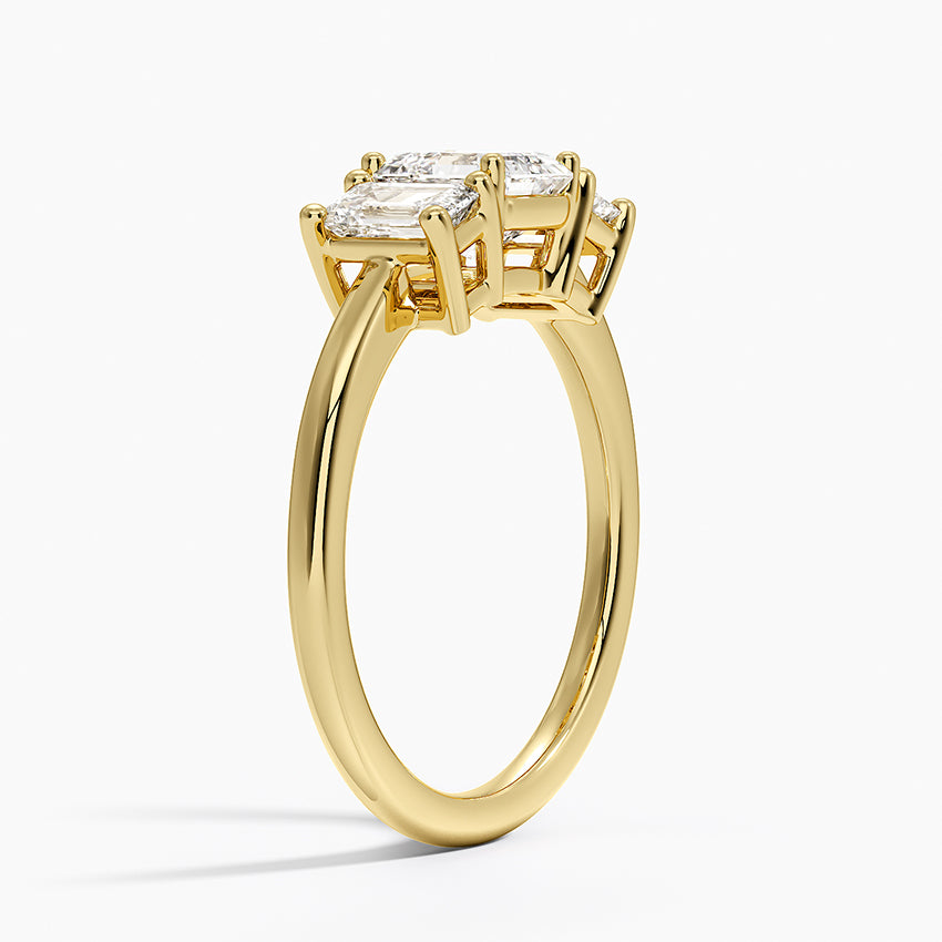 Luxe Rhiannon Three Stone Diamond Ring (3/4 ct. tw.) Yellow Gold 18k Asscher Engagement Ring