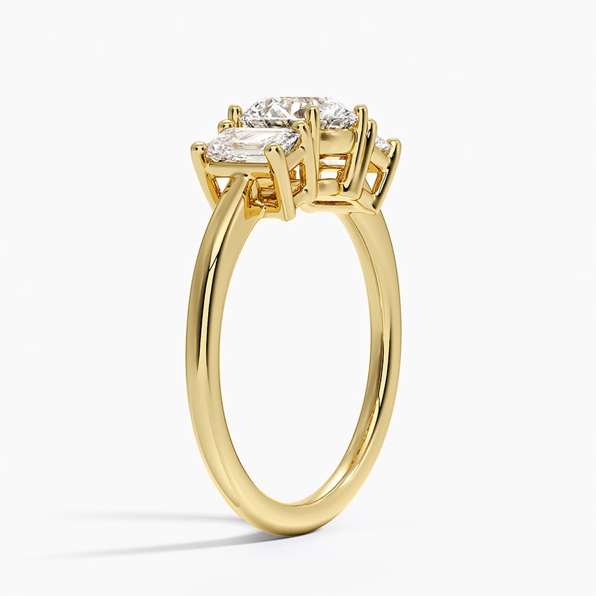 Luxe Rhiannon Three Stone Diamond Ring (3/4 ct. tw.) Yellow Gold 18k Round Engagement Ring