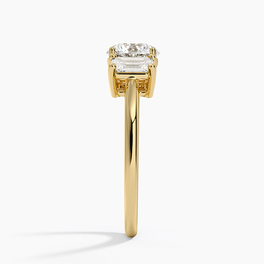 Luxe Rhiannon Three Stone Diamond Ring (3/4 ct. tw.) Yellow Gold 18k Round Engagement Ring