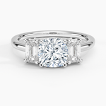 Luxe Rhiannon Three Stone Diamond Ring (3/4 ct. tw.) Platinum Cushion Engagement Ring