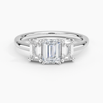 Luxe Rhiannon Three Stone Diamond Ring (3/4 ct. tw.) Platinum Emerald Engagement Ring