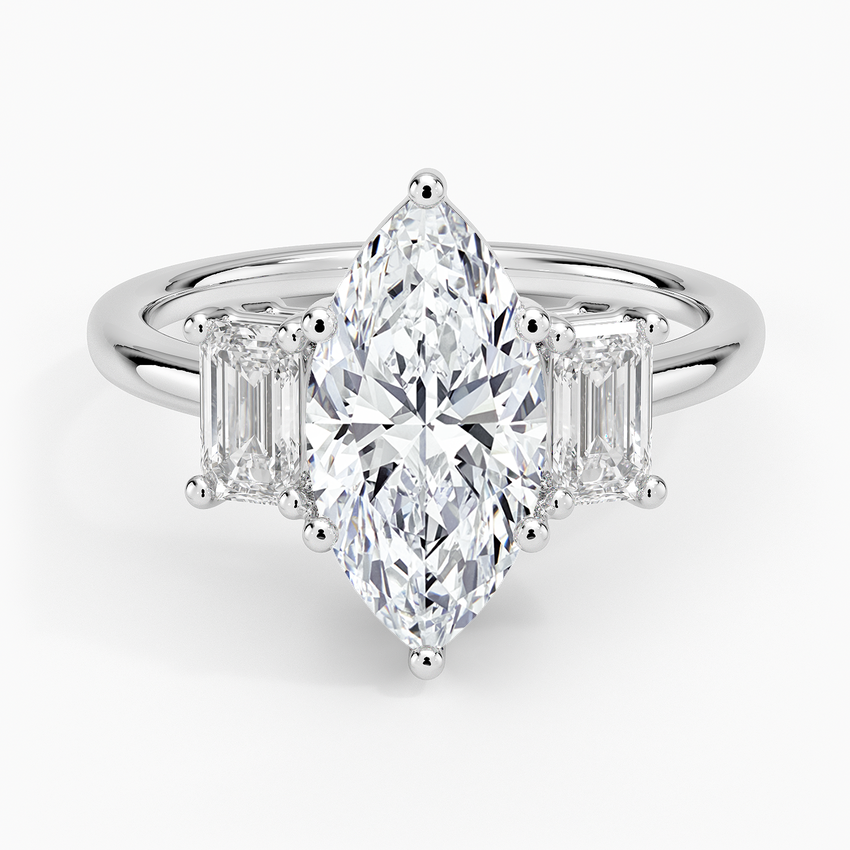 Luxe Rhiannon Three Stone Diamond Ring (3/4 ct. tw.) Platinum Marquise Engagement Ring