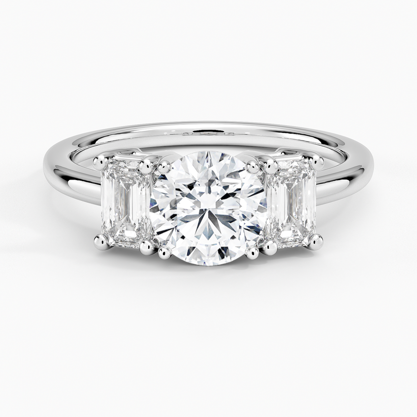 Luxe Rhiannon Three Stone Diamond Ring (3/4 ct. tw.) Platinum Round Engagement Ring