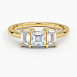 Luxe Rhiannon Three Stone Diamond Ring (3/4 ct. tw.) Yellow Gold 18k Asscher Engagement Ring
