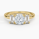 Luxe Rhiannon Three Stone Diamond Ring (3/4 ct. tw.) Yellow Gold 18k Cushion Engagement Ring