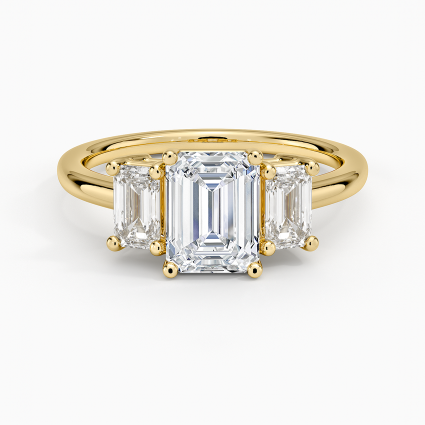 Luxe Rhiannon Three Stone Sapphire Ring Yellow Gold 18k Emerald Engagement Ring