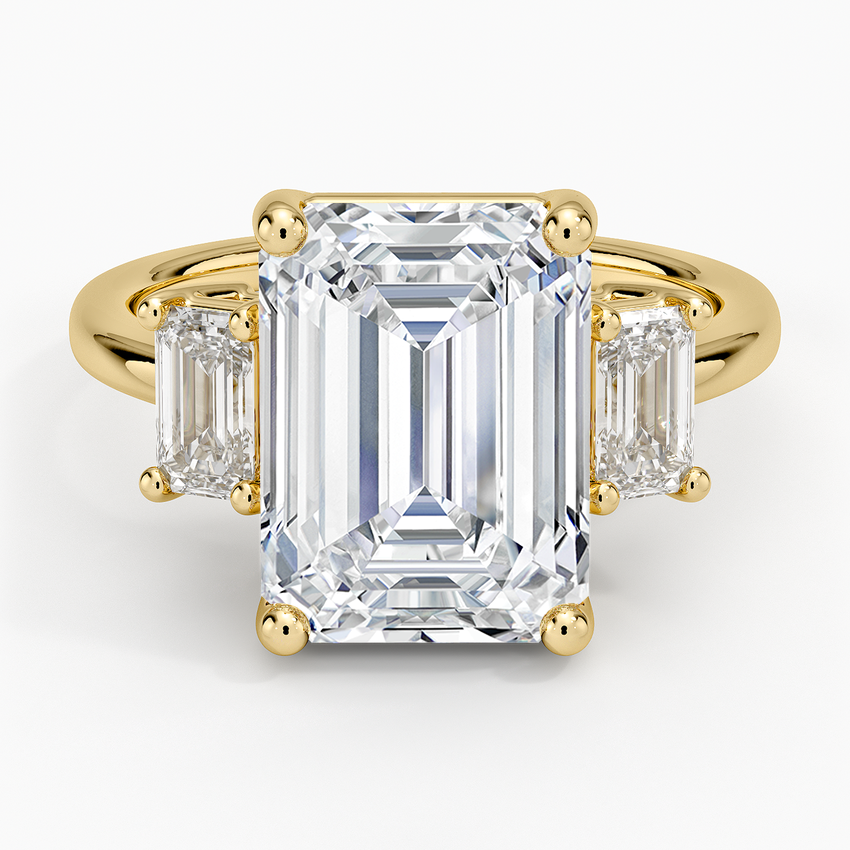 Luxe Rhiannon Three Stone Diamond Ring (3/4 ct. tw.) Yellow Gold 18k Emerald Engagement Ring