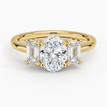 Luxe Rhiannon Three Stone Diamond Ring (3/4 ct. tw.) Yellow Gold 18k Oval Engagement Ring