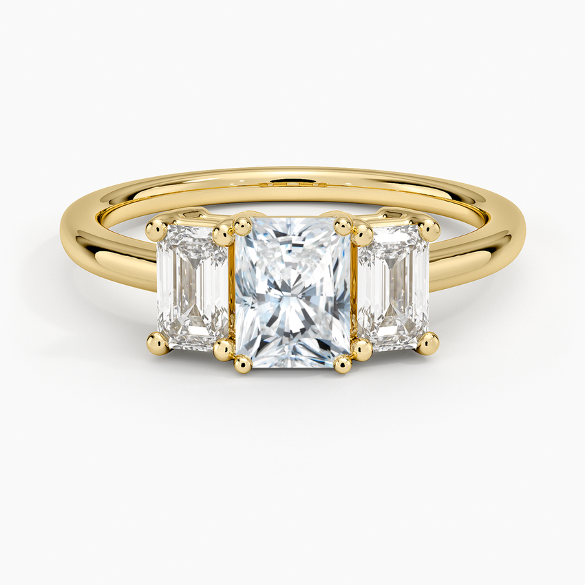 Luxe Rhiannon Three Stone Diamond Ring (3/4 ct. tw.) Yellow Gold 18k Radiant Engagement Ring