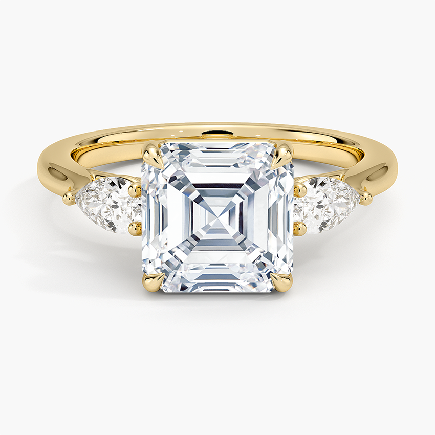 Opera Perfect Fit Diamond Ring Yellow Gold 18k Asscher Engagement Ring