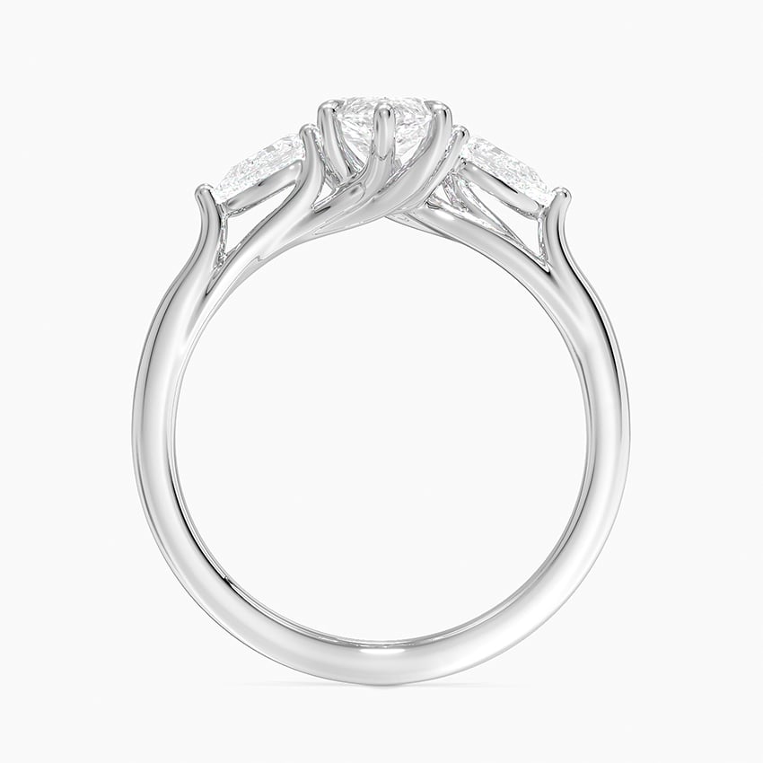 Luxe Delilah Three Stone Pear Diamond Ring Platinum Marquise Engagement Ring