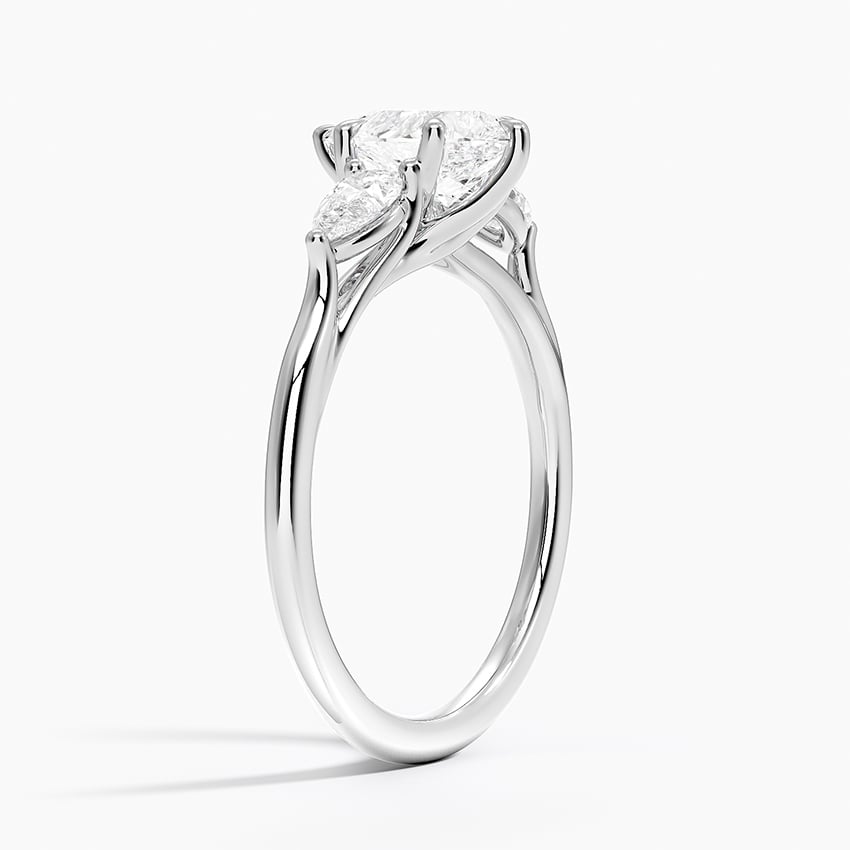 Luxe Delilah Three Stone Pear Diamond Ring Platinum Pear Engagement Ring