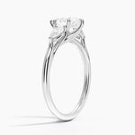 Luxe Delilah Three Stone Pear Diamond Ring Platinum Pear Engagement Ring