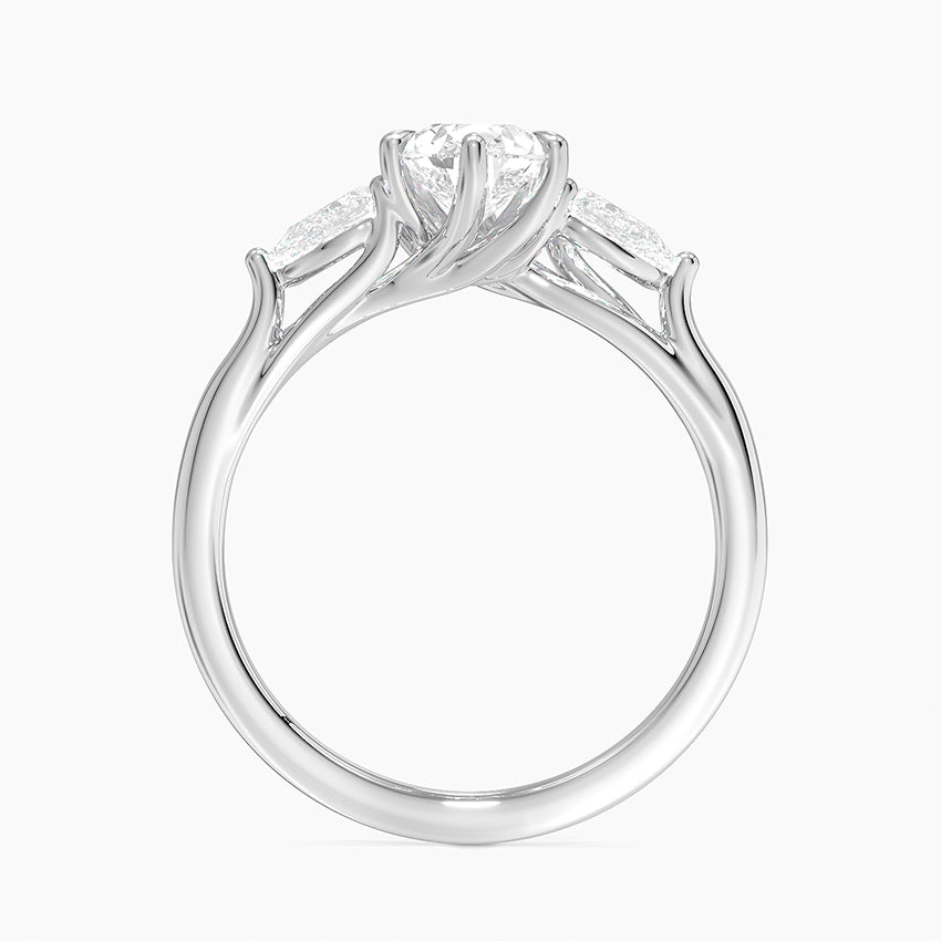 Luxe Delilah Three Stone Pear Diamond Ring Platinum Pear Engagement Ring
