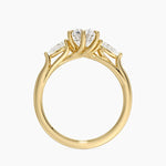 Luxe Delilah Three Stone Pear Diamond Ring Yellow Gold 18k Round Engagement Ring