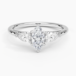 Luxe Delilah Three Stone Pear Diamond Ring Platinum Marquise Engagement Ring