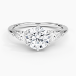 Luxe Delilah Three Stone Pear Diamond Ring Platinum Round Engagement Ring