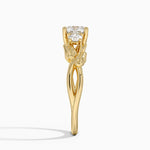 Budding Willow Three Stone Diamond Ring Yellow Gold 18k Cushion Engagement Ring