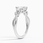 Budding Willow Three Stone Diamond Ring Platinum Emerald Engagement Ring
