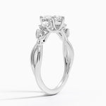 Budding Willow Three Stone Diamond Ring Platinum Heart Engagement Ring