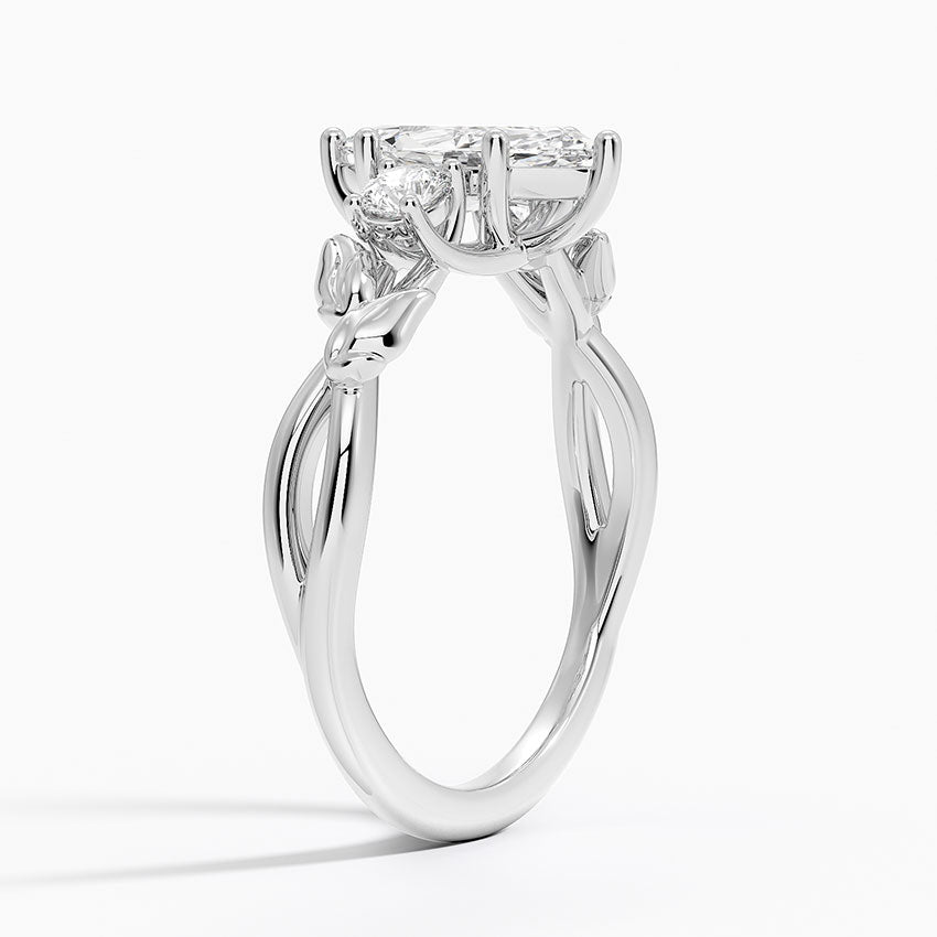 Budding Willow Three Stone Diamond Ring Platinum Marquise Engagement Ring