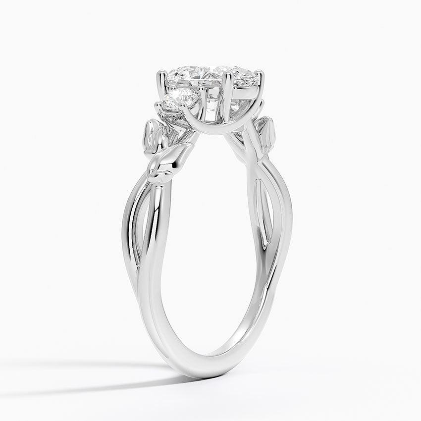 Budding Willow Three Stone Diamond Ring Platinum Oval Engagement Ring