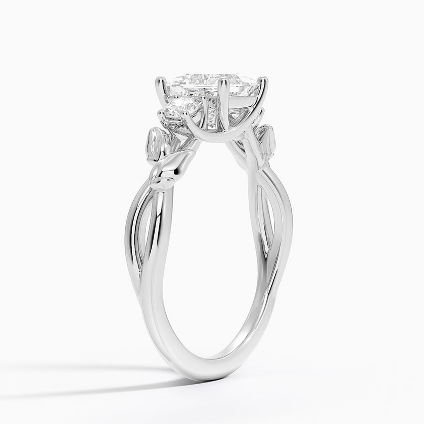 Budding Willow Three Stone Diamond Ring Platinum Princess Engagement Ring