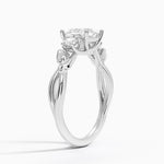 Budding Willow Three Stone Diamond Ring Platinum Princess Engagement Ring
