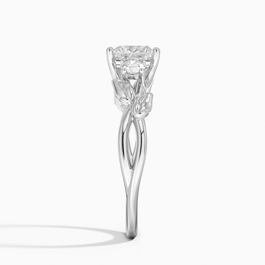 Budding Willow Three Stone Diamond Ring Platinum Princess Engagement Ring
