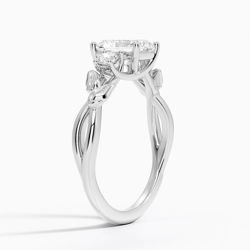 Budding Willow Three Stone Diamond Ring Platinum Radiant Engagement Ring
